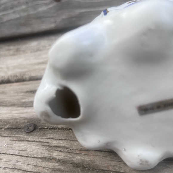 VINTAGE GOOD LUCK ELEPHANT DANCING ‘TRUNK UP’ FIGURE STATUE WHITE & BLUE - Picture 7 of 7